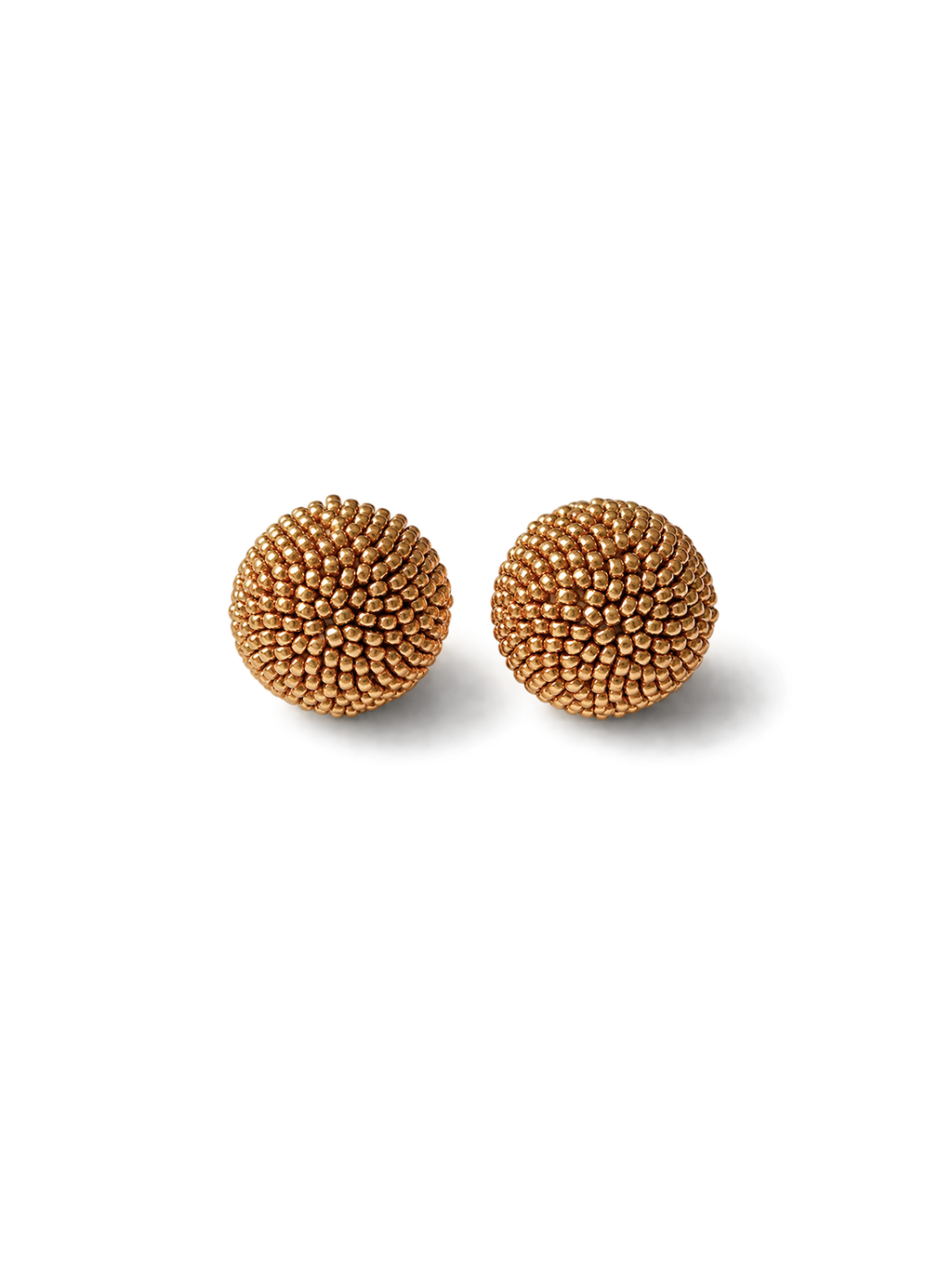 Gold Beaded Dome Stud Earrings