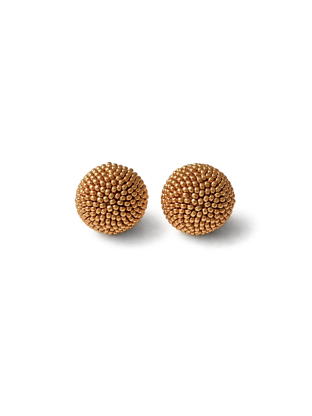 Gold Beaded Dome Stud Earrings