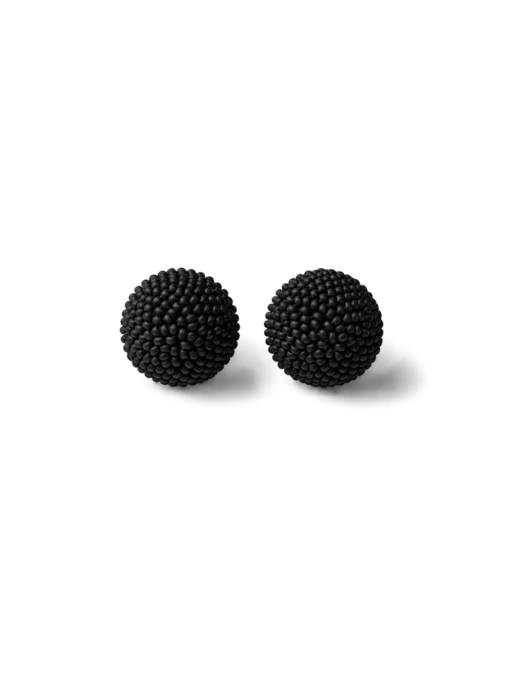 Matte Black Beaded Dome Earrings