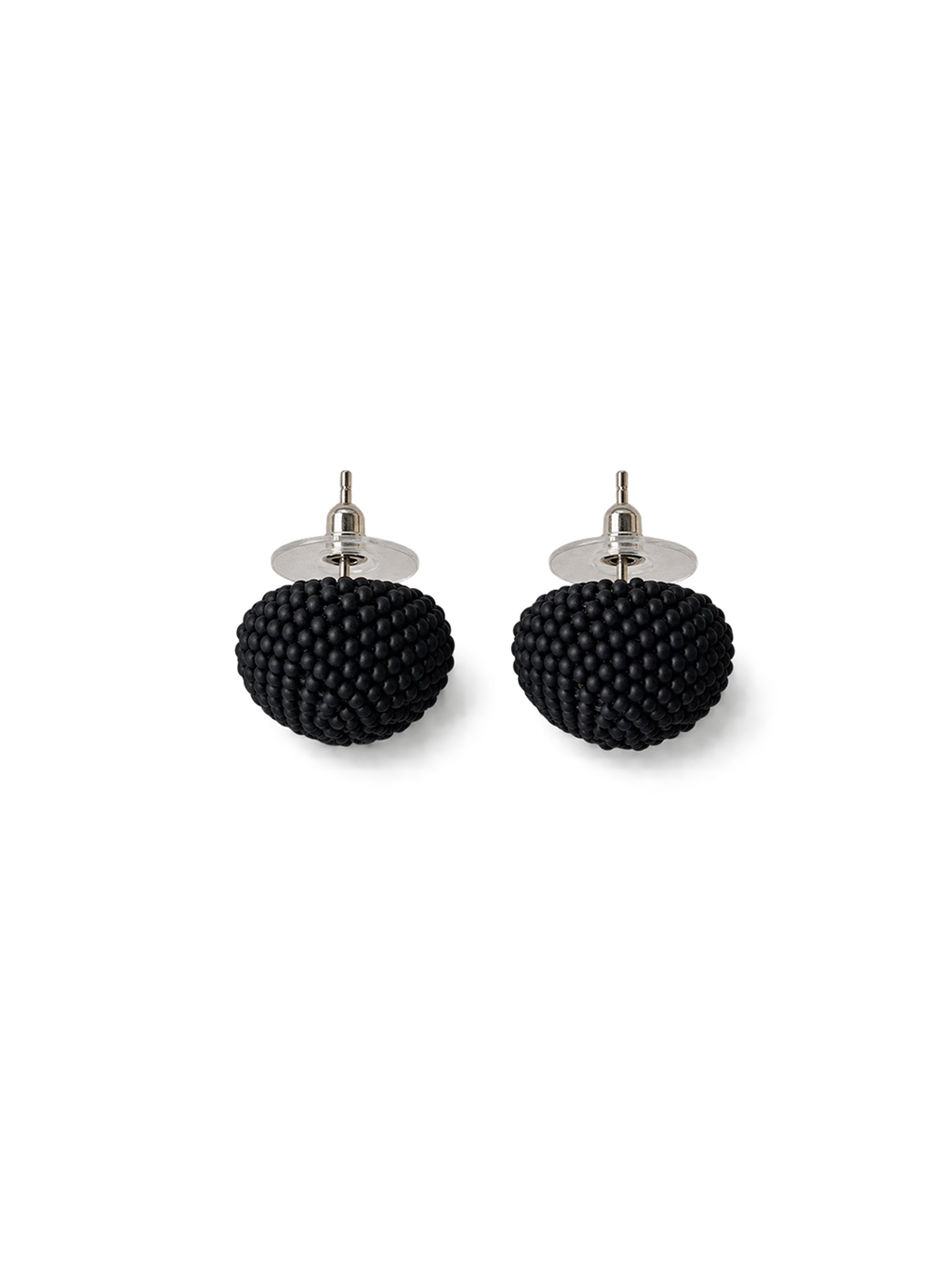 Matte Black Beaded Dome Earrings