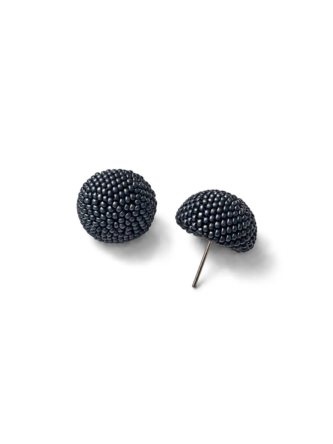 Pearl Blue Beaded Dome Earrings