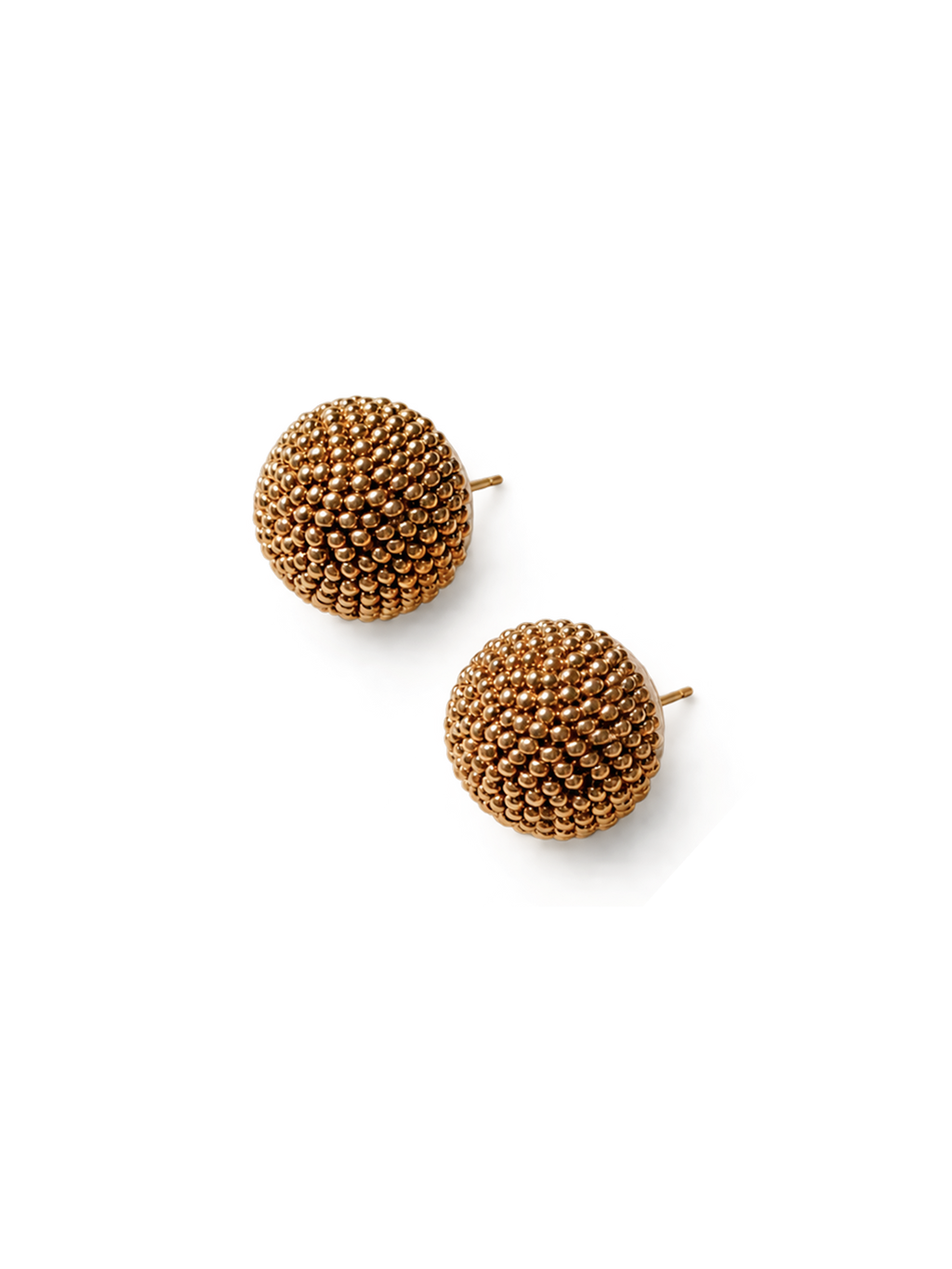 Gold Beaded Dome Stud Earrings