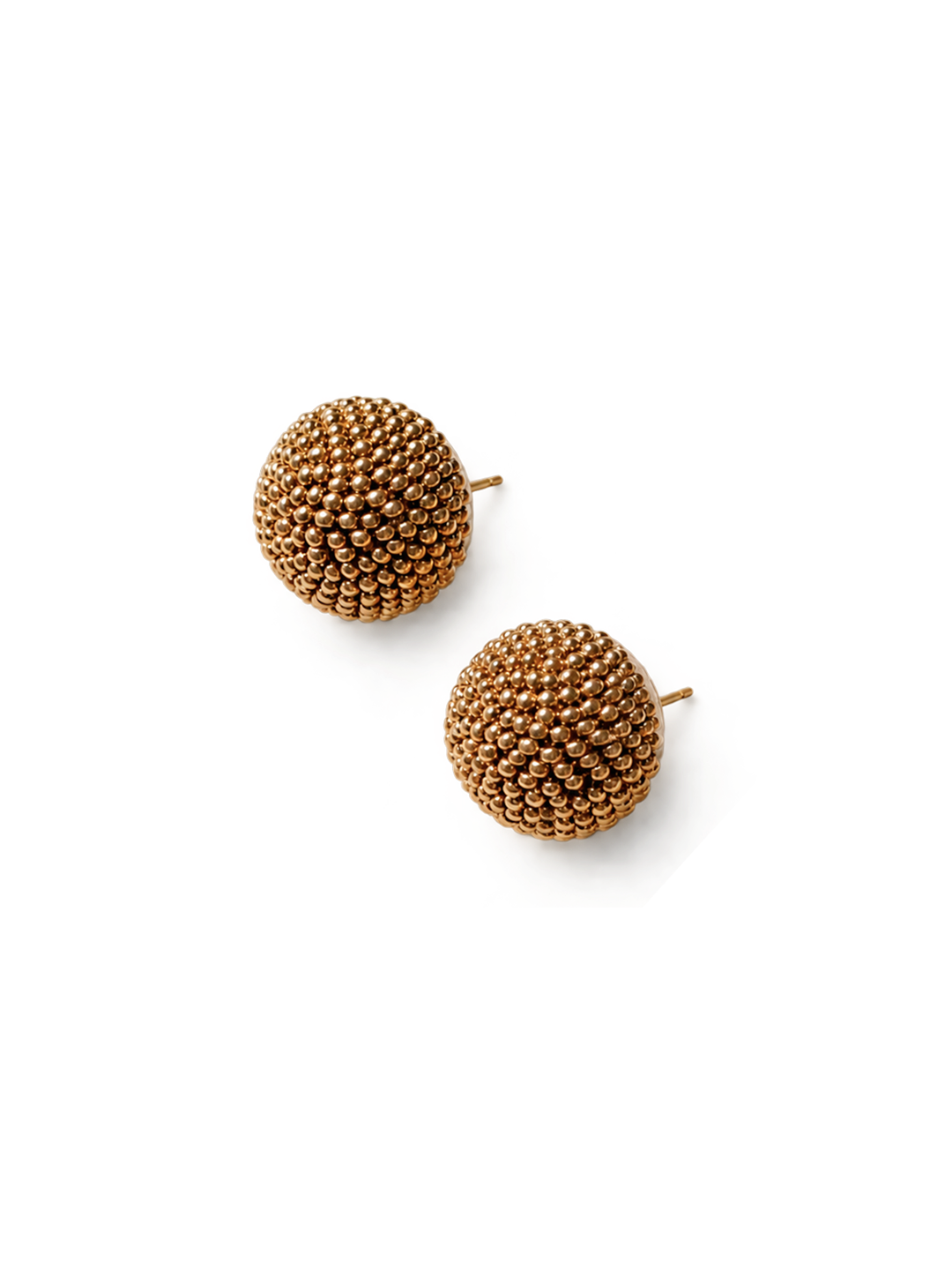 Gold Beaded Dome Stud Earrings