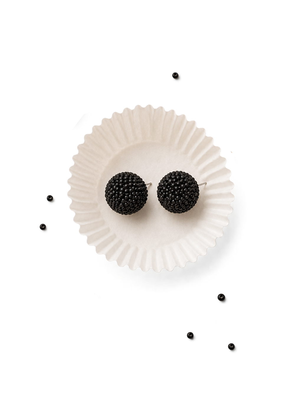 Matte Black Beaded Dome Earrings