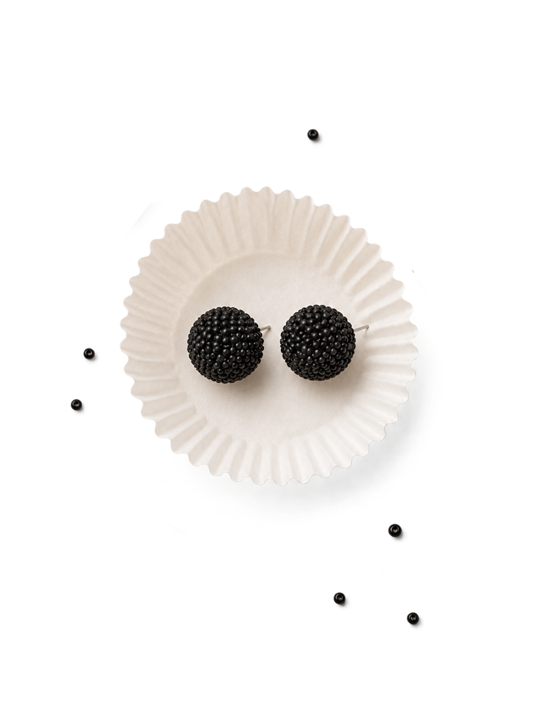 Matte Black Beaded Dome Earrings