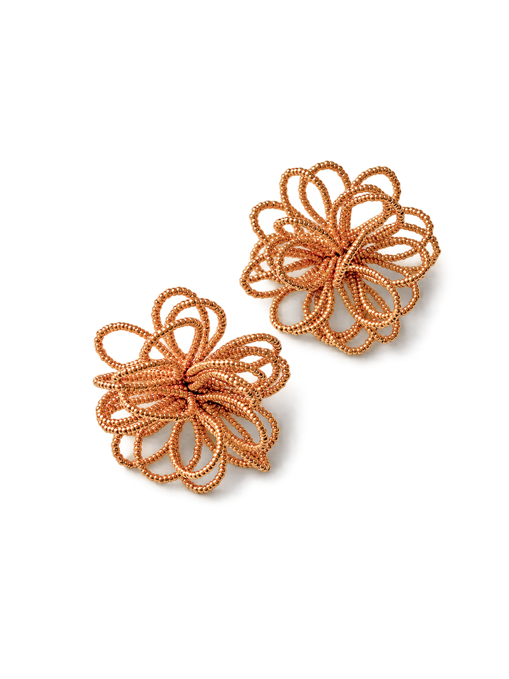 Gold Sculptural Flower Stud Earrings