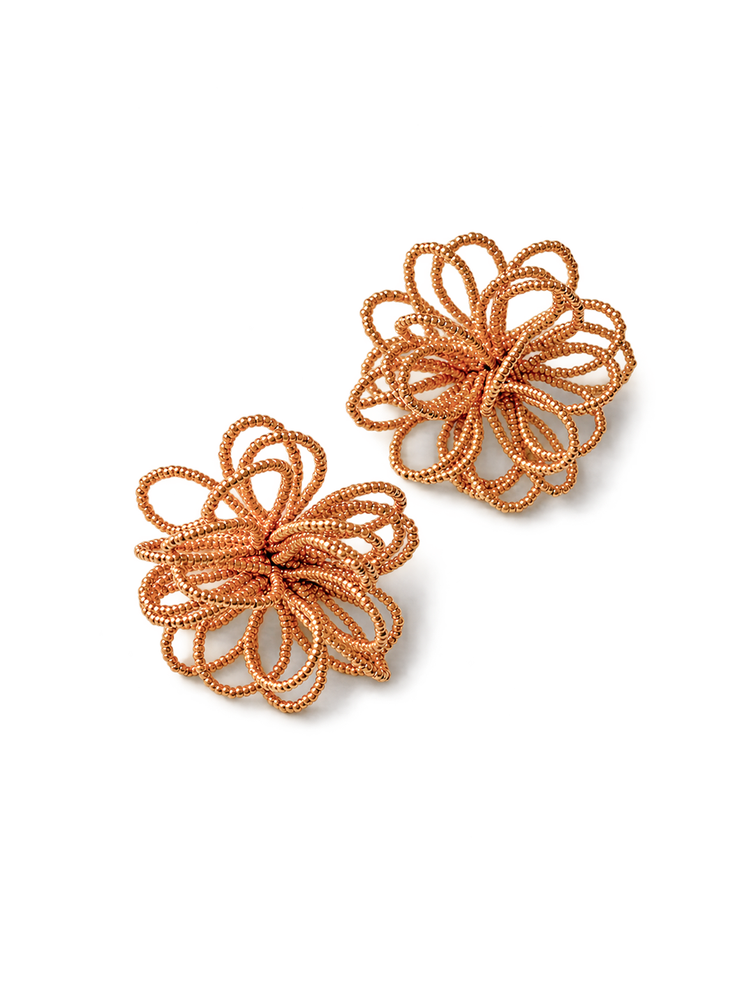 Gold Sculptural Flower Stud Earrings