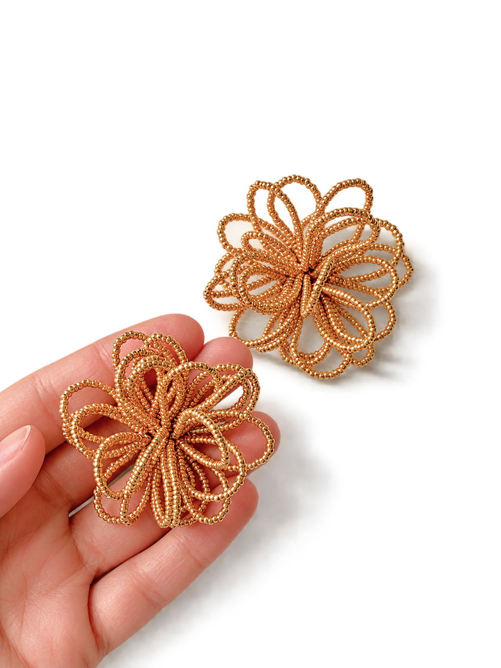 Gold Sculptural Flower Stud Earrings