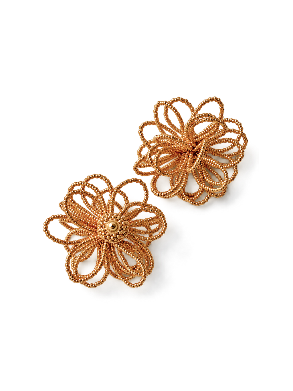 Gold Sculptural Flower Stud Earrings