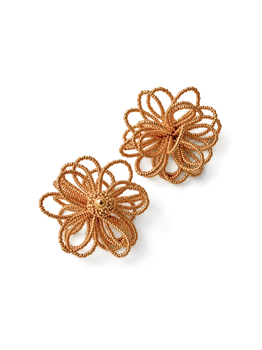 Gold Sculptural Flower Stud Earrings