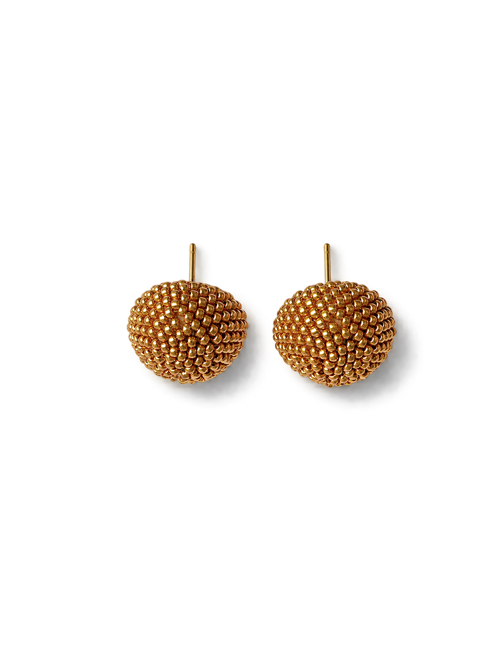 Gold Beaded Dome Stud Earrings