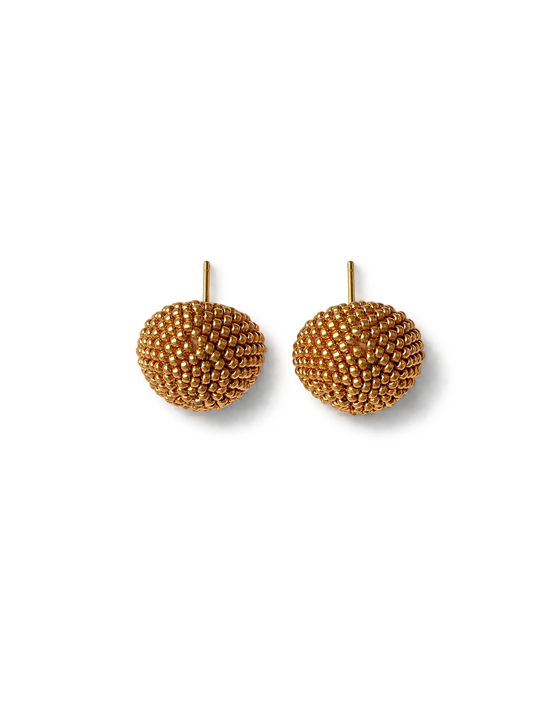 Gold Beaded Dome Stud Earrings